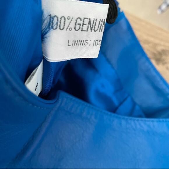 LNR La Nouvelle Renaissance Blue Leather Panel Pencil Skirt size 6 lined - Picture 6 of 8